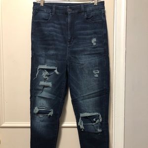 Dark blue ripped jeans